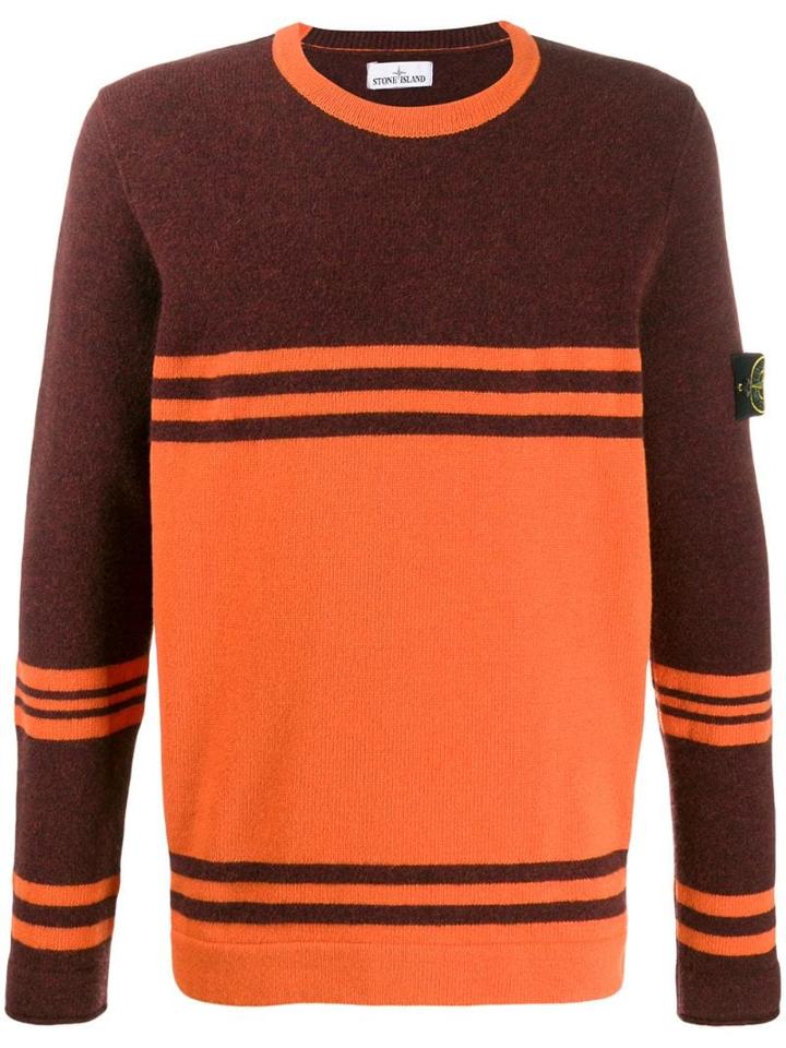 Stone Island Striped Knit Jumper - Orange