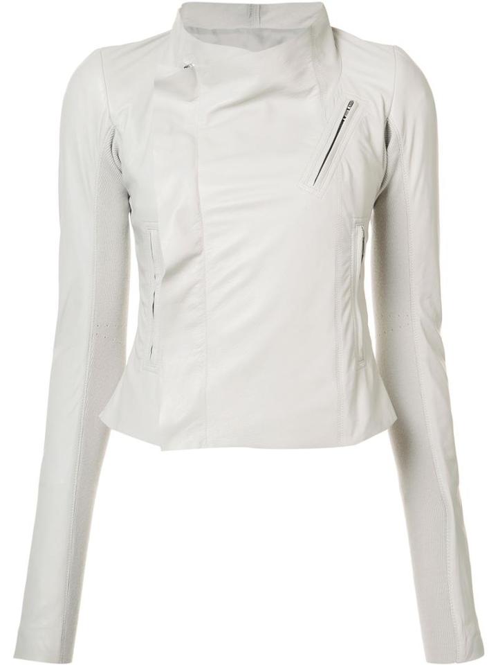 Rick Owens Cropped Biker Jacket, Women's, Size: 42, White, Calf Leather