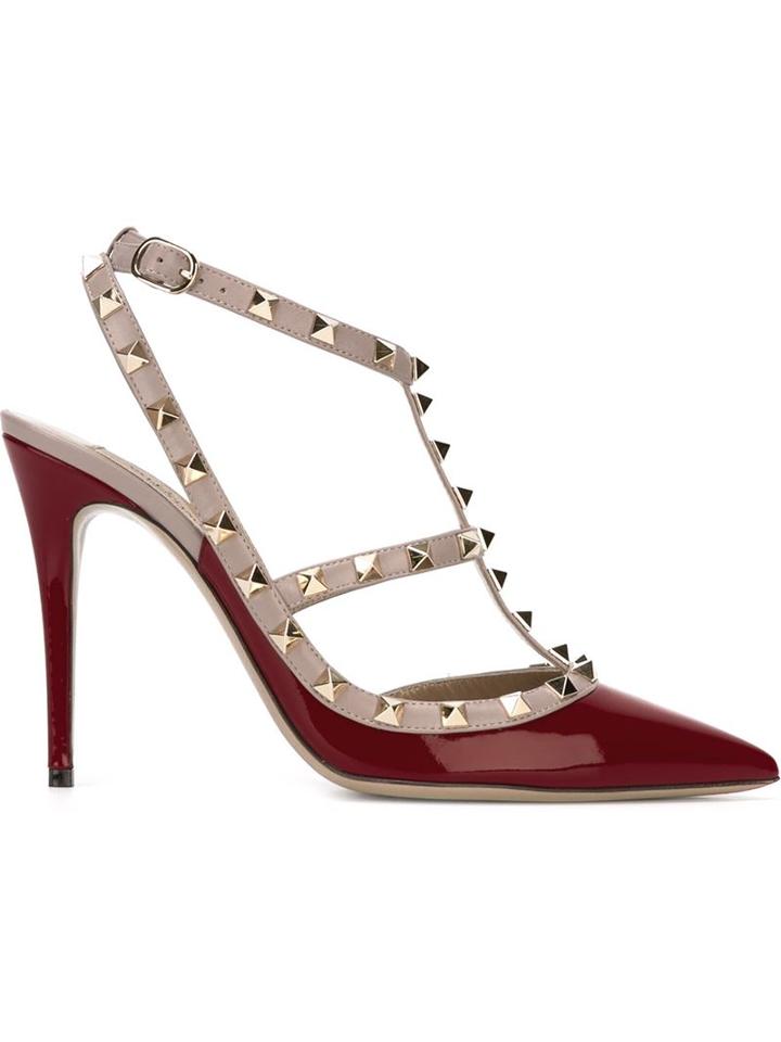 Valentino Garavani Rockstud Pumps, Women's, Size: 38.5, Red, Leather/patent Leather/metal Other