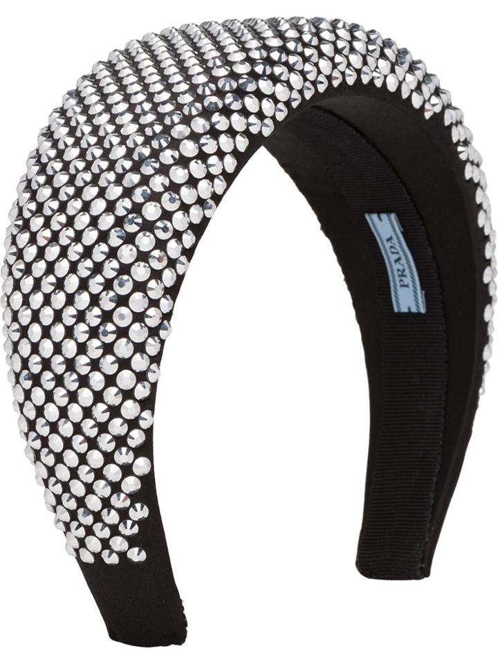 Prada Chunky Rhinestone-embellished Hairband - Silver