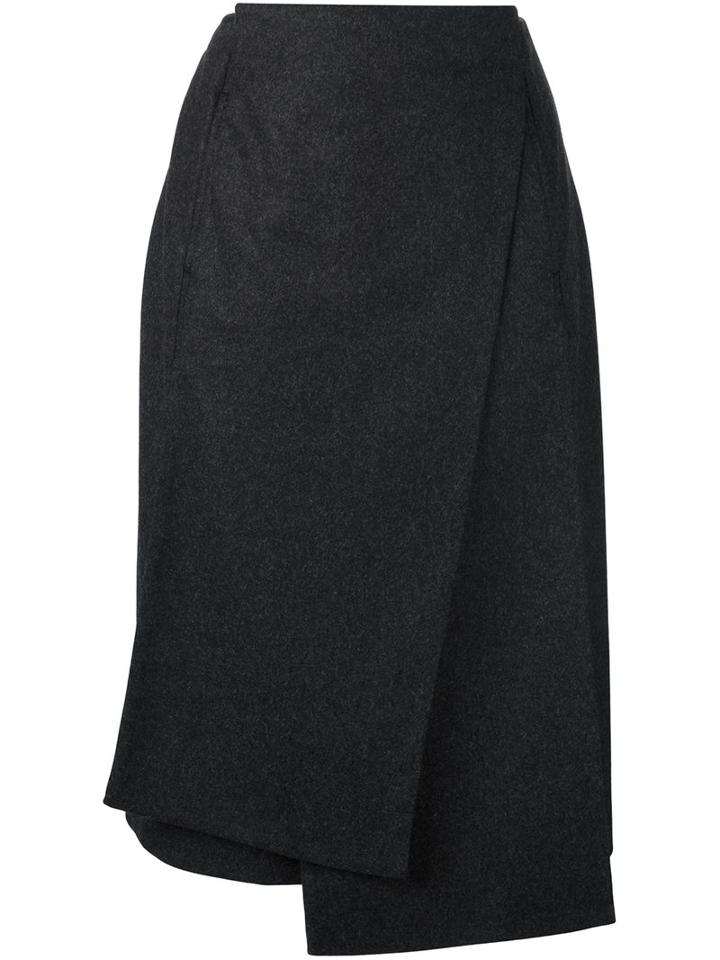 Jil Sander Asymmetric Wrap Skirt, Women's, Size: 34, Grey, Cotton/wool
