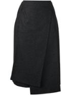Jil Sander Asymmetric Wrap Skirt, Women's, Size: 34, Grey, Cotton/wool