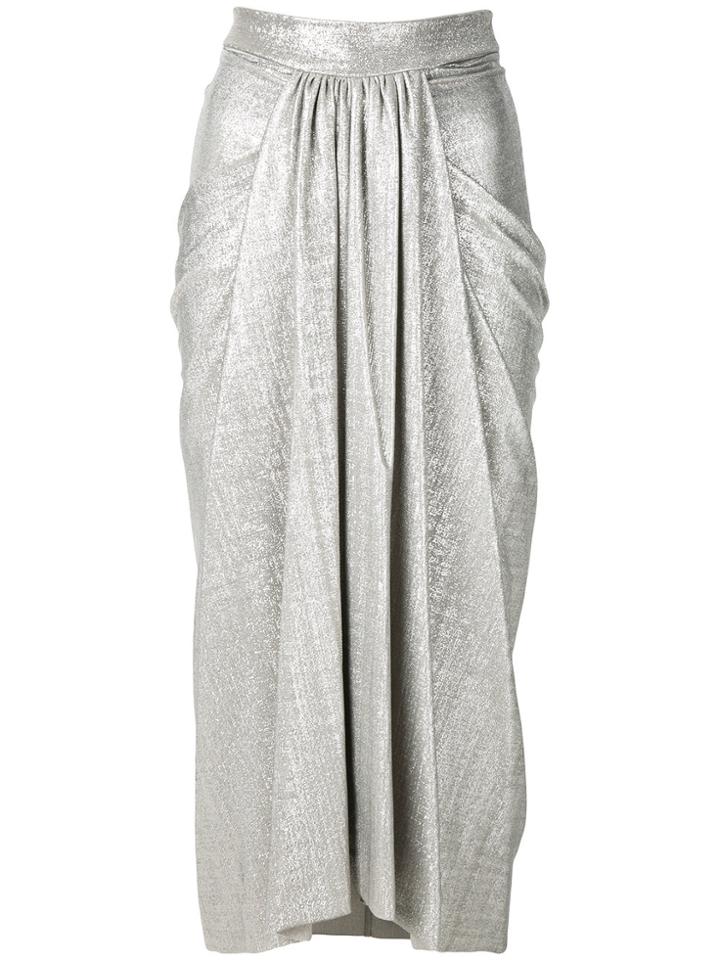 Rick Owens Lilies Pleated Midi Skirt - Grey