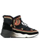 Ash Embroidered Boots - Black
