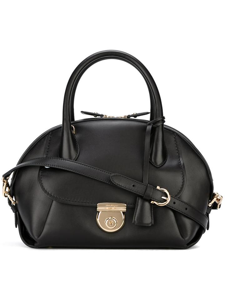 Salvatore Ferragamo Fiamma Tote, Women's, Black, Calf Leather