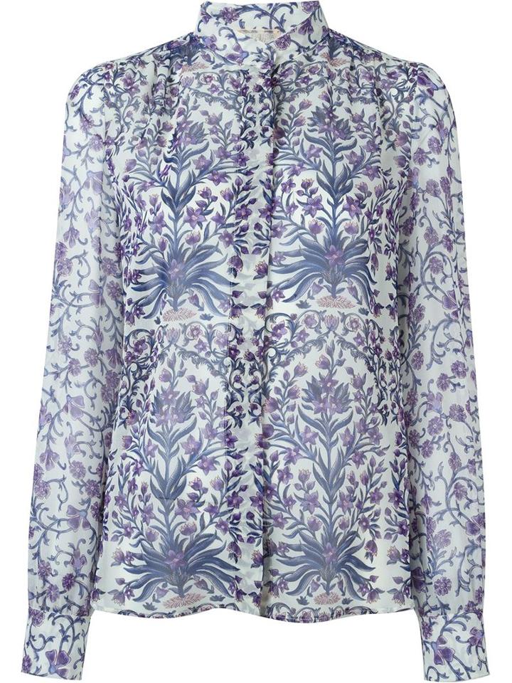 Giambattista Valli Printed Band Collar Blouse