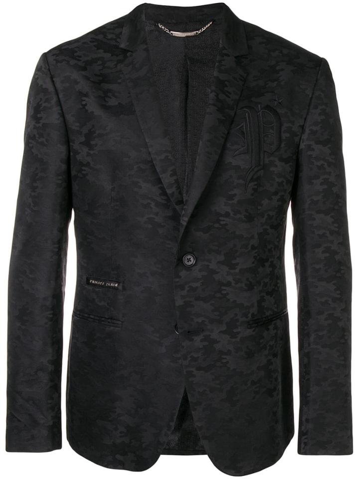 Philipp Plein Camouflage Jacquard Blazer - Black