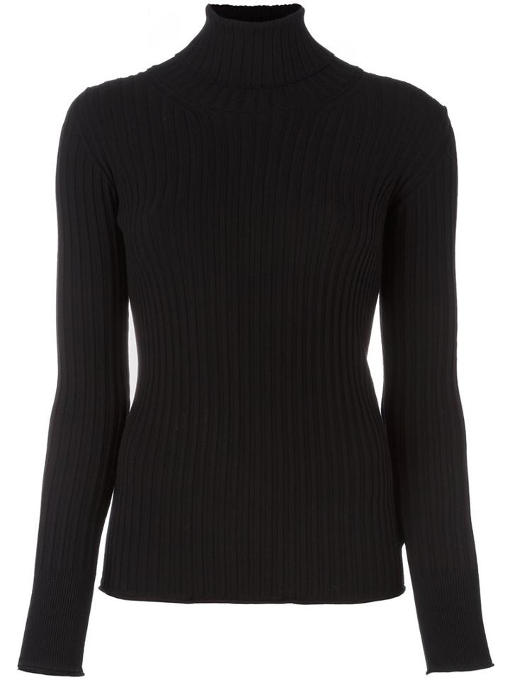 Moncler Ribbed Roll Neck Top, Women's, Size: Small, Black, Polyester/viscose