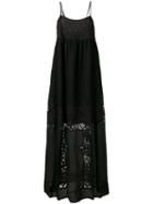 Twin-set - Sheer Detail Maxi Dress - Women - Cotton/polyester/viscose - 44, Women's, Black, Cotton/polyester/viscose