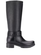 Philipp Plein Logo Strap Knee-high Boots - Black