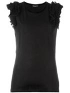 Alexander Mcqueen Ruffled Shoulder Top, Women's, Size: 38, Black, Cotton