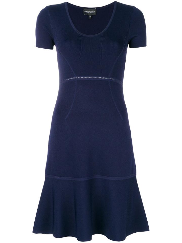 Emporio Armani Perforated Details Dress - Blue
