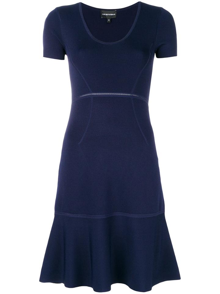 Emporio Armani Perforated Details Dress - Blue