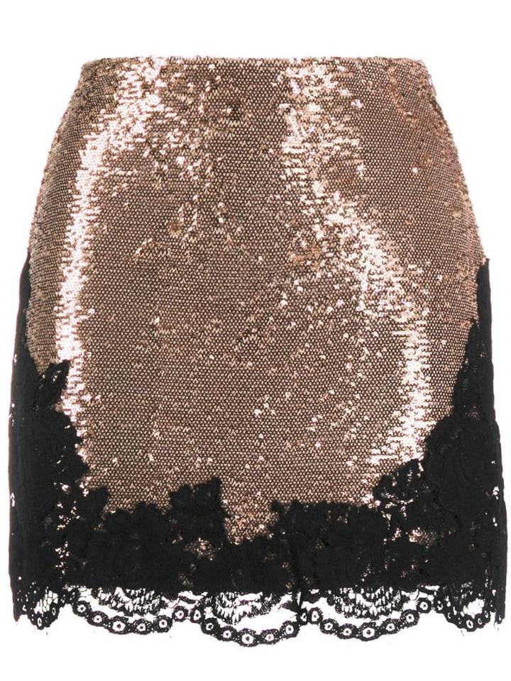 Philosophy Di Lorenzo Serafini Lace-detail Mini Skirt - Gold