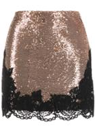 Philosophy Di Lorenzo Serafini Lace-detail Mini Skirt - Gold