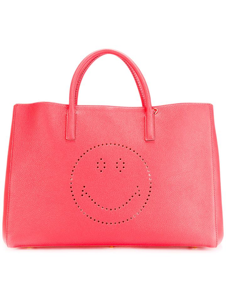 Anya Hindmarch - Smiley 'ebury' Tote - Women - Calf Leather - One Size, Women's, Pink/purple, Calf Leather