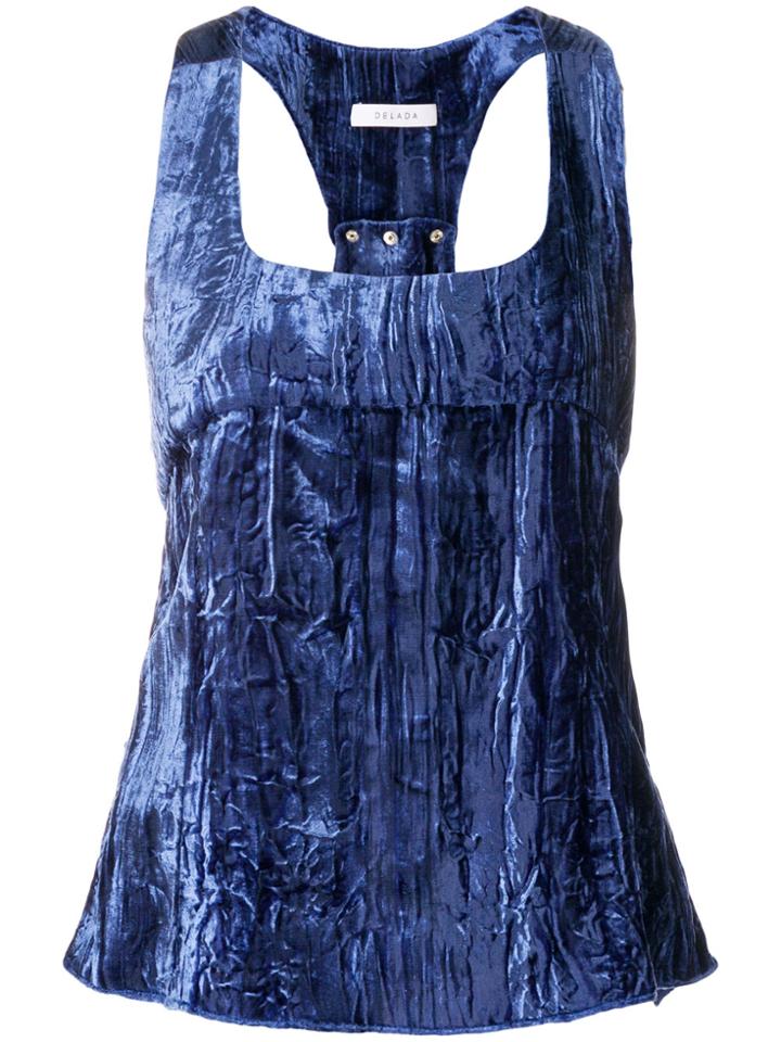 Delada Sleeveless Velvet Top - Blue