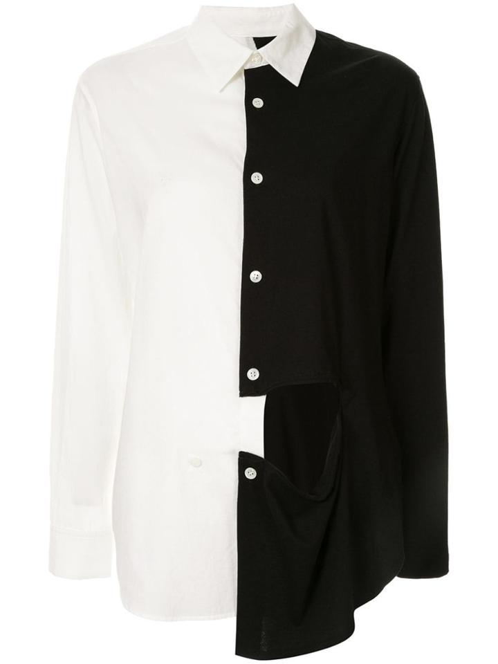 Y's Contrast Cutout Detail Shirt - White