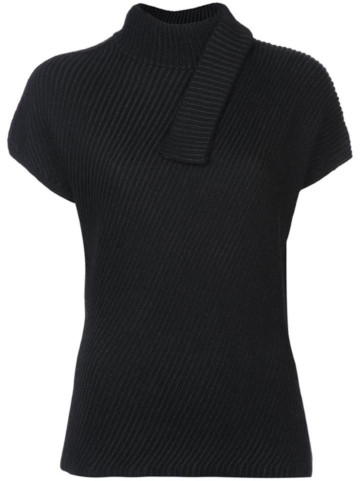Narciso Rodriguez High Neck Shortsleeved Sweater - Black
