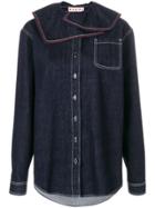 Marni Ruffle Collar Denim Shirt - Blue