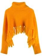 Kenzo Tassel Hem Cropped Jumper - Orange