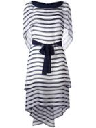 Alberta Ferretti Striped Sheer Dress - Blue