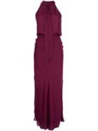Nili Lotan Sleeveless Tie Neck Gown, Women's, Size: 6, Pink/purple, Silk