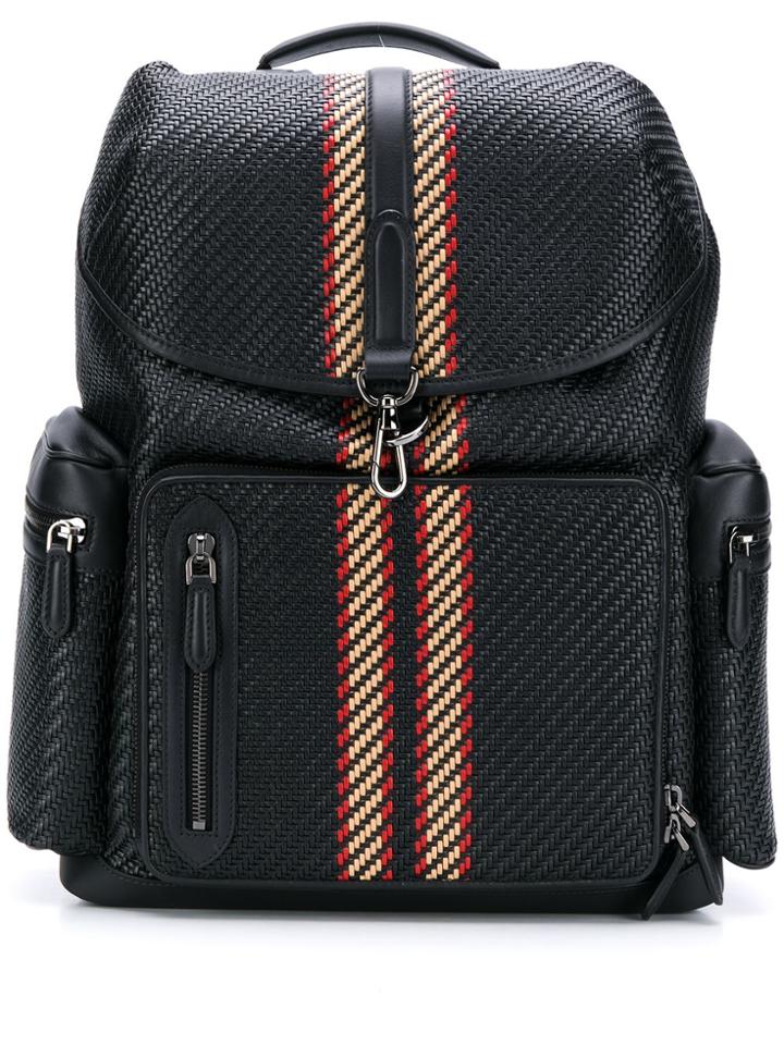Ermenegildo Zegna Pelletessuta Leather Backpack - Black