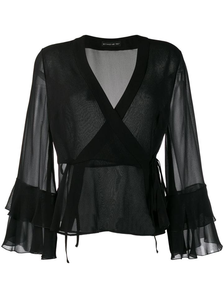 Etro Wrap Style Front Blouse - Black