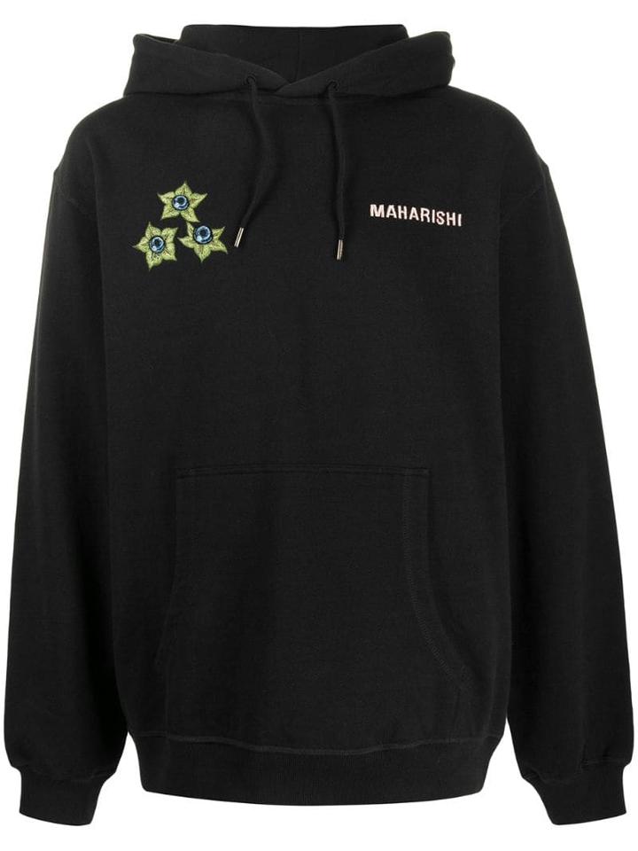 Maharishi Floral Embroidery Hoodie - Black