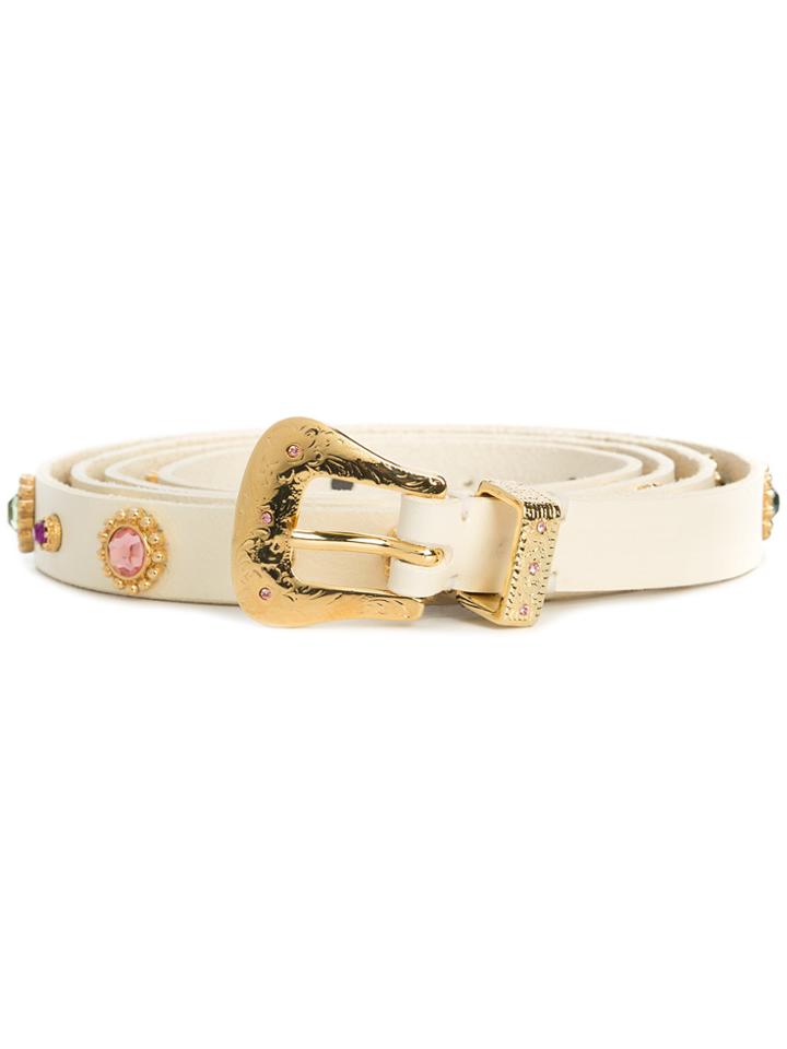 Dodo Bar Or Embellished Belt - White
