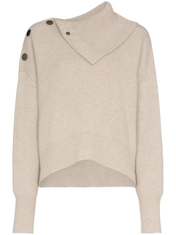 Le Kasha Etretate Buttoned Shoulder Turtleneck Jumper - Neutrals