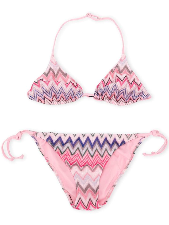 Mc2 Saint Barth Kids Teen Herringbone Pattern Bikini - Pink