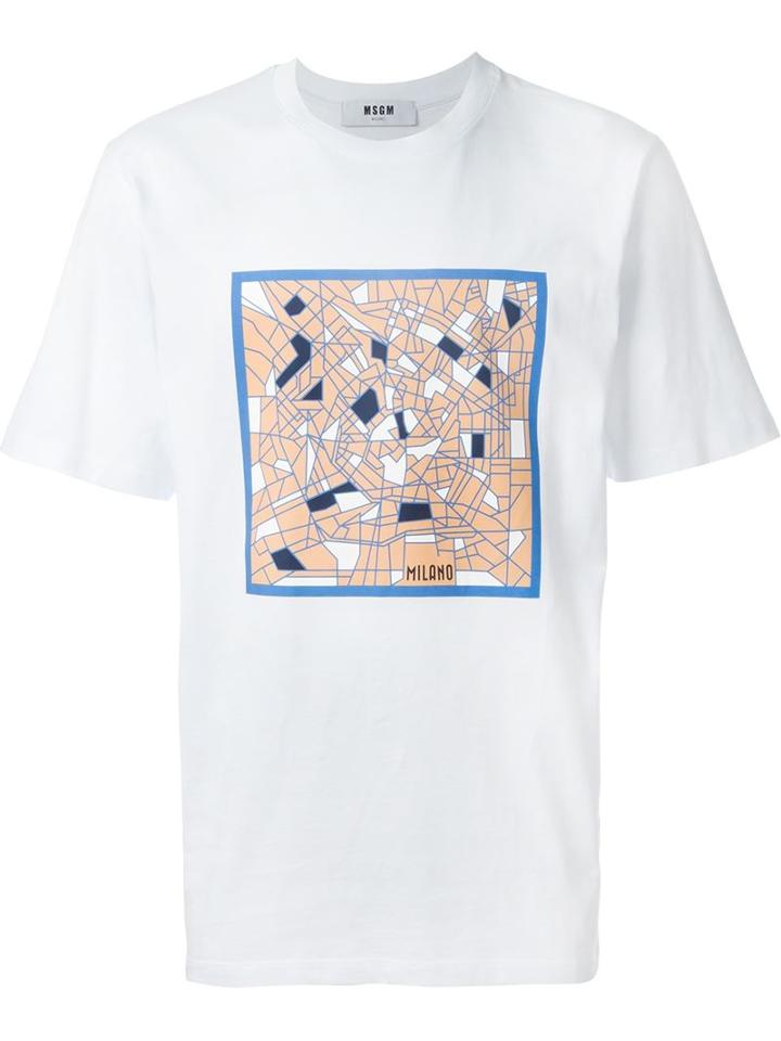 Msgm Milano Map Print T-shirt