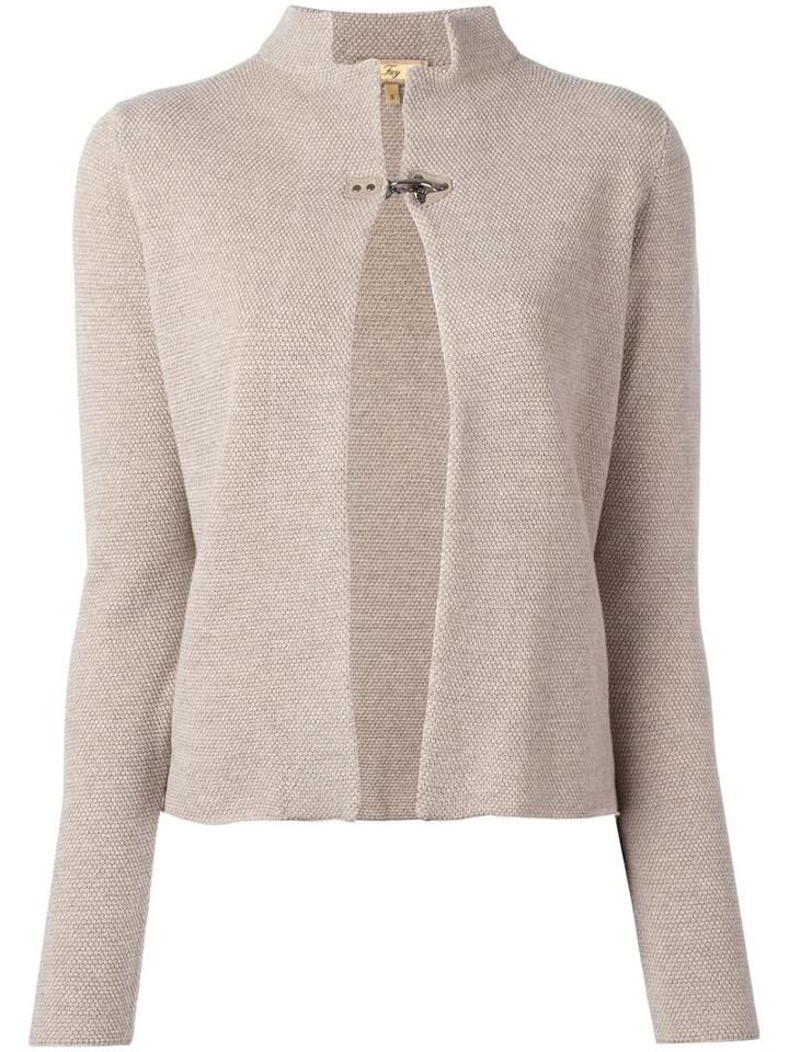 Fay Hook Detail Cardigan, Women's, Size: Medium, Nude/neutrals, Virgin Wool