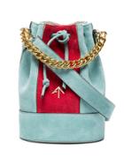 Manu Atelier Blue And Red Pristine Mini Suede Bucket Bag