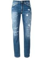 Dondup Distressed Boyfriend Jeans, Women's, Size: 27, Blue, Cotton