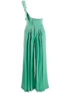 Situationist Asymmetric Dungaree Palazzo Pants - Green