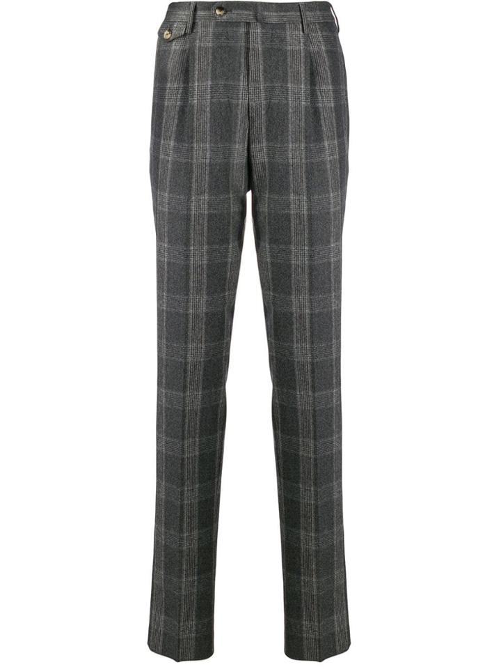 Pt01 The Draper Check Trousers - Grey