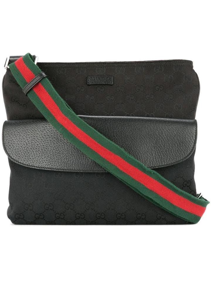 Gucci Pre-owned Shelly Line Gg Shoulder Bag - Black