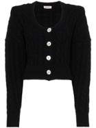 Attico Long Sleeve Wool Cardigan - Black