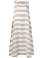 Apuntob - Striped Dress - Women - Linen/flax/rayon - M, Nude/neutrals, Linen/flax/rayon