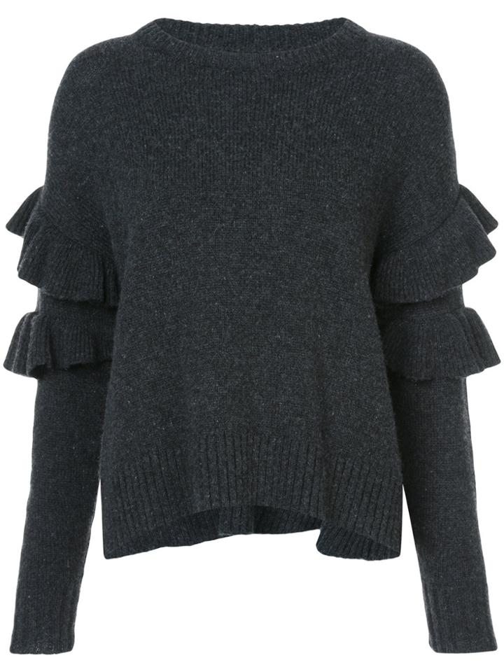 Cinq A Sept Frill Trim Sweater - Grey