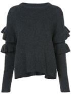 Cinq A Sept Frill Trim Sweater - Grey