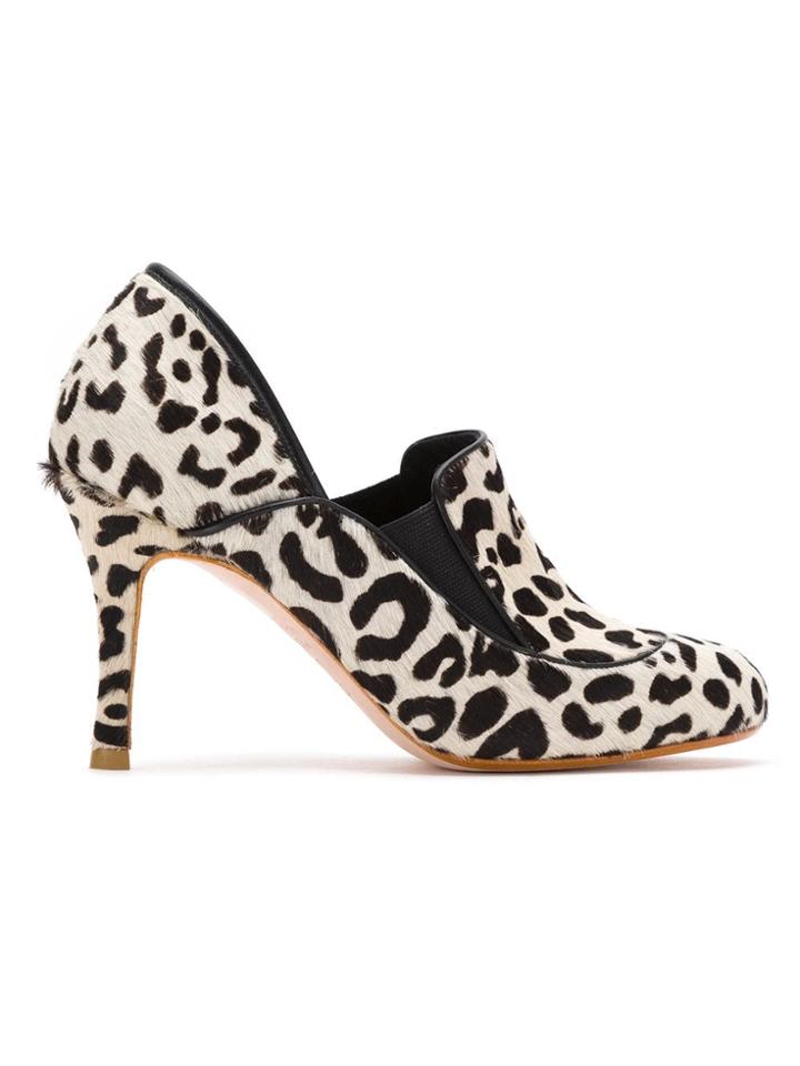 Sarah Chofakian Animal Print Pumps - White