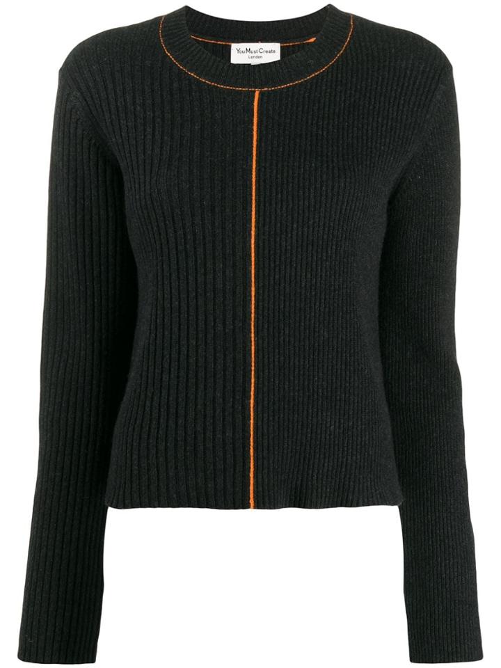 Ymc Ribbed Knit Sweater - Grey