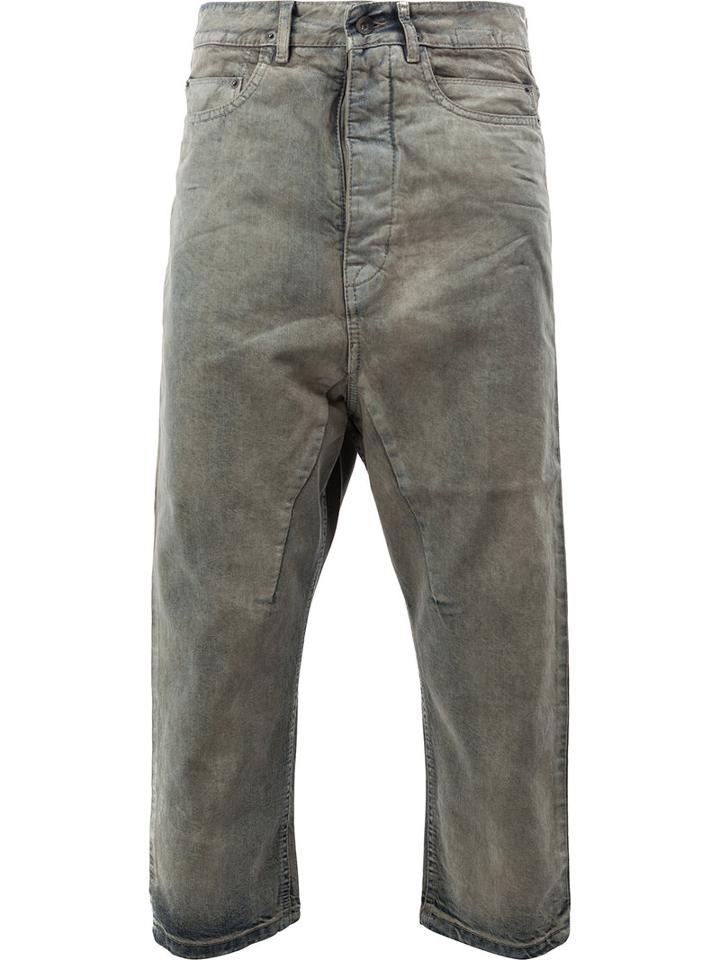Rick Owens Drkshdw Hustler Cropped Straight Jeans, Men's, Size: 31, Blue, Cotton