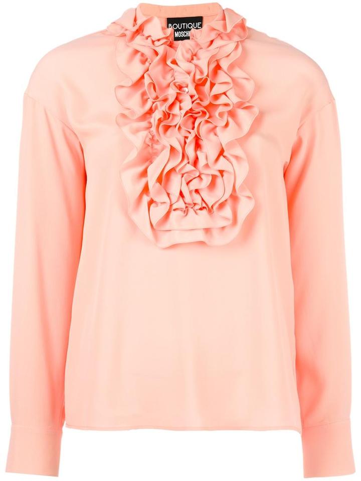Boutique Moschino Ruffled Bib Blouse, Women's, Size: 40, Pink/purple, Silk/rayon