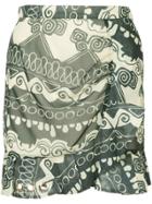 Self-portrait Ruffled Printed Skirt - Green