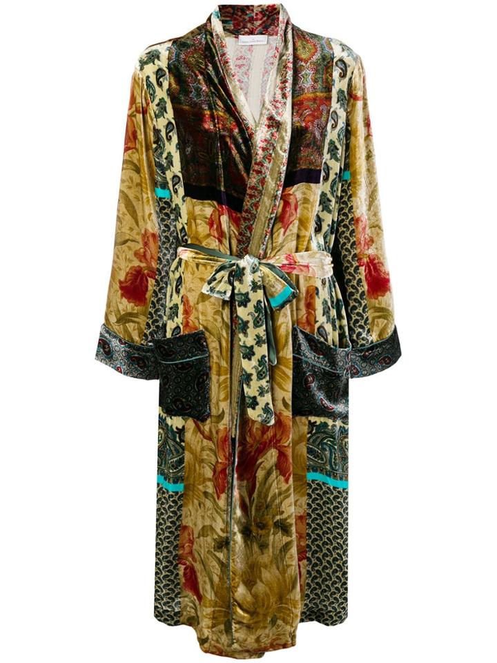 Pierre-louis Mascia Belted Embroidered Coat - Yellow & Orange